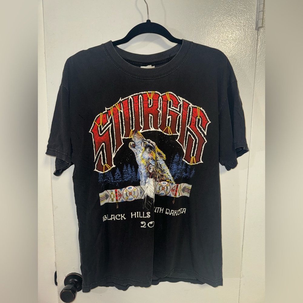 Vintage Sturgis 2000 Harley Davidson T Shirt Black Hills Rally Wolf Biker Sz L